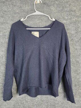 LDB Sweater Womens 1 Blue 100% Cashmere V Neck Pullover Pilling Soft Knit